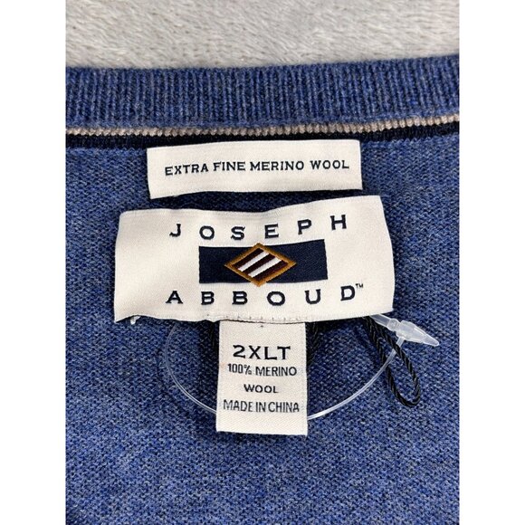 Joseph Abboud Sweater Extra Fine Merino Wool V-Neck 2XLT Blue Long Sleeve - Picture 3 of 7